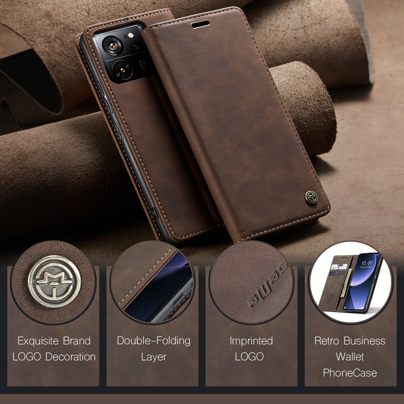 For Xiaomi 13T /13T Pro Luxury Business Retro Leather TPU Magnet Case Cover