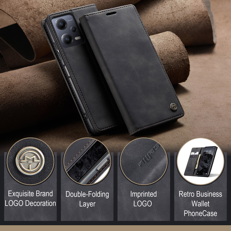staan kanker middag CaseMe-013 TPU Business Style Vintage Matte Horizontal Flap Leather Case  for Xiaomi Poco X5 Black